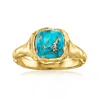 Ross-simons Turquoise Sculpted Ring In 18kt Gold Over Sterling