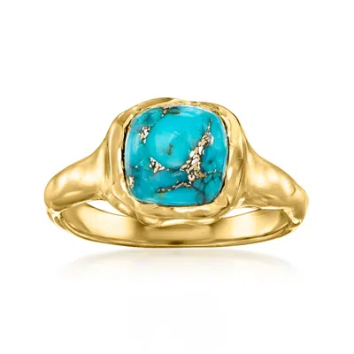 Ross-simons Turquoise Sculpted Ring In 18kt Gold Over Sterling