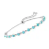 Ross-simons Turquoise Station Bolo Bracelet In Sterling Silver