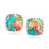 Ross-simons Turquoise Stud Earrings In Sterling Silver In White
