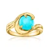Ross-simons Turquoise Swirl Ring In 18kt Gold Over Sterling