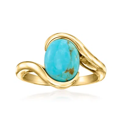 Ross-simons Turquoise Swirl Ring In 18kt Gold Over Sterling