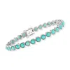 Ross-simons Turquoise Tennis Bracelet In Sterling Silver In Blue
