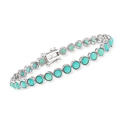 Ross-simons Turquoise Tennis Bracelet In Sterling Silver In Multi