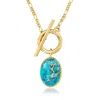 Ross-simons Turquoise Toggle Necklace In 18kt Gold Over Sterling In Blue