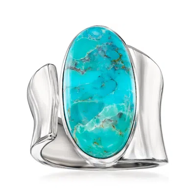 Ross-simons Turquoise Wrap Ring In Sterling Silver In Blue