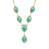 Ross-simons Turquoise Y-necklace In 18kt Gold Over Sterling In Multi