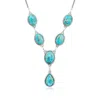 Ross-simons Turquoise Y-necklace In Sterling Silver In Multi