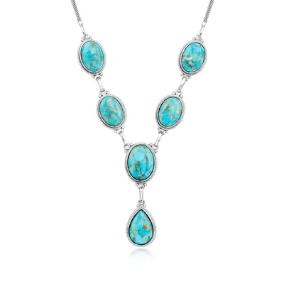 Ross-simons Turquoise Y-necklace In Sterling Silver In Multi