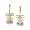 Ross-simons Two-tone Sterling Silver Bell Drop Earrings With Diamond Accents In Gold