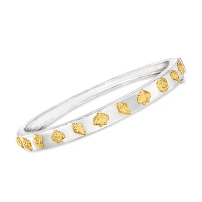 Ross-simons Two-tone Sterling Silver Seashell Bangle Bracelet In Multi