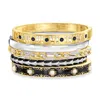 Ross-simons "west End Stack" Of 5 Bangle Bracelets In 2-tone Sterling Silver In Silver