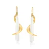 Ross-simons White Agate Spiral Drop Earrings In 14kt Yellow Gold In Gold