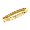 Ross-simons White And Black Diamond Evil Eye Bangle Bracelet In 18kt Gold Over Sterling In Multi