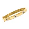 Ross-simons White And Black Diamond Evil Eye Bangle Bracelet In 18kt Gold Over Sterling In Multi