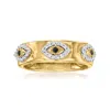 Ross-simons White And Black Diamond Evil Eye Ring In 18kt Gold Over Sterling In White