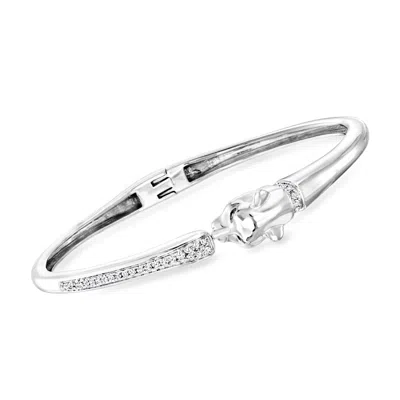 Ross-simons White And Black Diamond Panther Bangle Bracelet In Sterling Silver In Multi