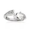 Ross-simons White And Black Diamond Panther Ring In Sterling Silver In White