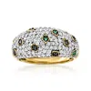 Ross-simons White And Black Diamond Ring With Emerald Accents In 18kt Gold Over Sterling In White