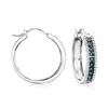 Ross-simons White And Blue Diamond Hoop Earrings In Sterling Silver In White