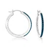 Ross-simons White And Blue Diamond Inside-outside Hoop Earrings In Sterling Silver In White