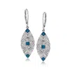 Ross-simons White And Blue Diamond Marquise-shaped Drop Earrings In Sterling Silver In White