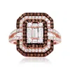 Ross-simons White And Brown Cz Ring In 18kt Rose Gold Over Sterling In White