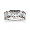 Ross-simons White And Brown Diamond Multi-row Ring In Sterling Silver In Metallic