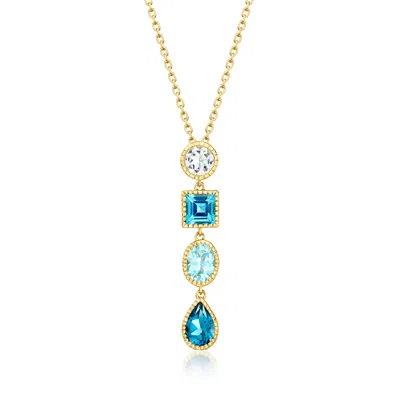 Ross-simons White And Tonal Blue Topaz Pendant Necklace In 18kt Gold Over Sterling