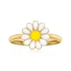 Ross-simons White And Yellow Enamel Daisy Ring In 14kt Yellow Gold In Yellow