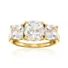 Ross-simons White Topaz 3-stone Ring In 18kt Gold Over Sterling In Gold