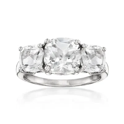 Ross-simons White Topaz 3-stone Ring In Sterling Silver In Metallic