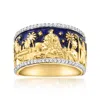 Ross-simons White Topaz And Blue Enamel Nativity Ring In 18kt Gold Over Sterling In Gold