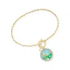 Ross-simons White Topaz Beach Charm Toggle Bracelet With Multicolored Enamel And Single Swiss Blue Topaz In 18kt In Blue