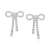 Ross-simons White Topaz Bow Drop Earrings In Sterling Silver In White