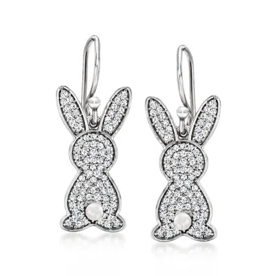 Ross-simons White Topaz Bunny Drop Earrings With 2.5-3mm Cultured Pearls In Sterling Silver