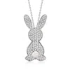 Ross-simons White Topaz Bunny Pin/pendant Necklace With 4.5-5mm Cultured Pearl In Sterling Silver In Multi