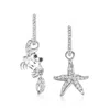 Ross-simons White Topaz Starfish And Crab Mismatched Drop Earrings With Black Spinel Accents In Sterling Silver In White
