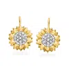 Ross-simons White Topaz Sunflower Drop Earrings In 18kt Gold Over Sterling