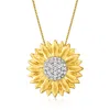 Ross-simons White Topaz Sunflower Necklace In 18kt Gold Over Sterling In Multi