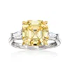 Ross-simons Yellow And White Cz Ring In Sterling Silver With 18kt Gold Over Sterling In Gold