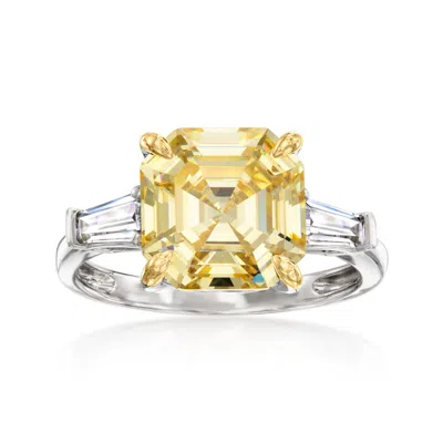Ross-simons Yellow And White Cz Ring In Sterling Silver With 18kt Gold Over Sterling