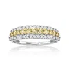 Ross-simons Yellow And White Diamond 3-row Ring In 14kt White Gold In Yellow