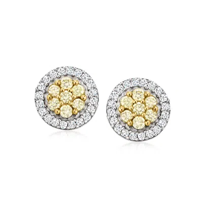 Ross-simons Yellow And White Diamond Earrings In Sterling Silver