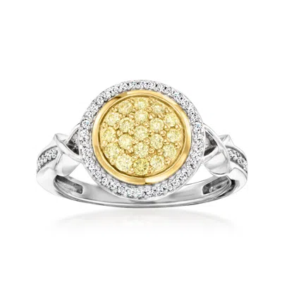 Ross-simons Yellow And White Diamond Ring In Sterling Silver With 18kt Gold Over Sterling
