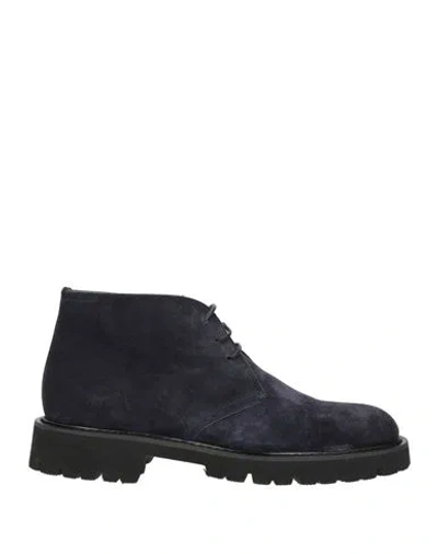 Rossano Bisconti Man Ankle Boots Navy Blue Size 10 Soft Leather