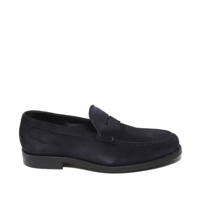 Rossano Bisconti Moccasin With Mask In Soft Blue Suede In Black