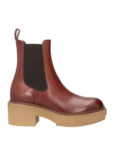 Rossano Bisconti Woman Ankle Boots Rust Size 7.5 Leather In Red
