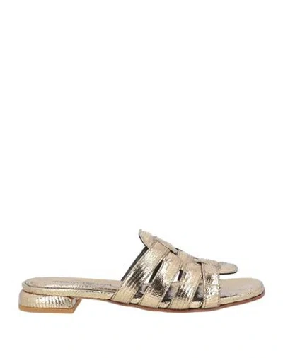 Rossano Bisconti Woman Sandals Gold Size 8 Leather