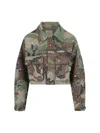 Rossano Prini Camouflage Crop Jacket In Brown And Green Cotton